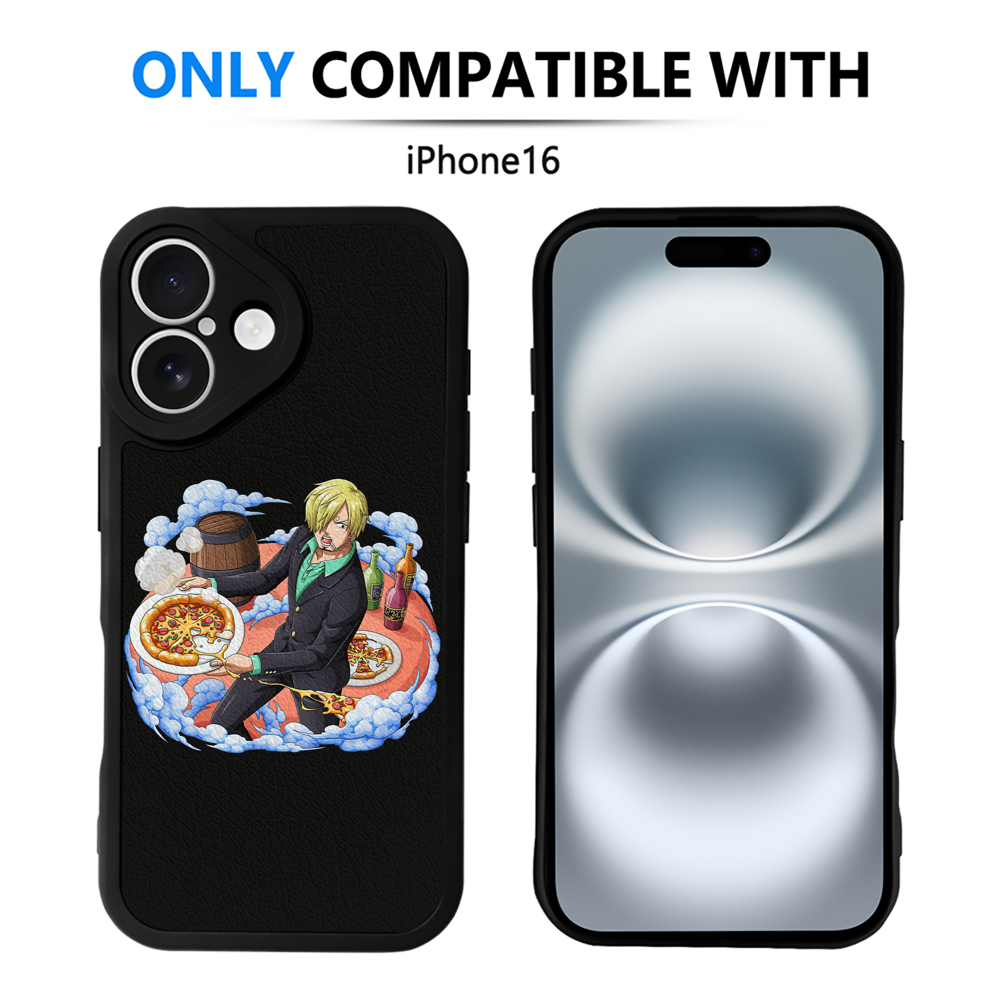 （画像用） ワンピース サンジ ONE PIECE Sanji 【iPhone 16シリーズ対応】シリコンスマホケース（レザー調） 材質：シリコン